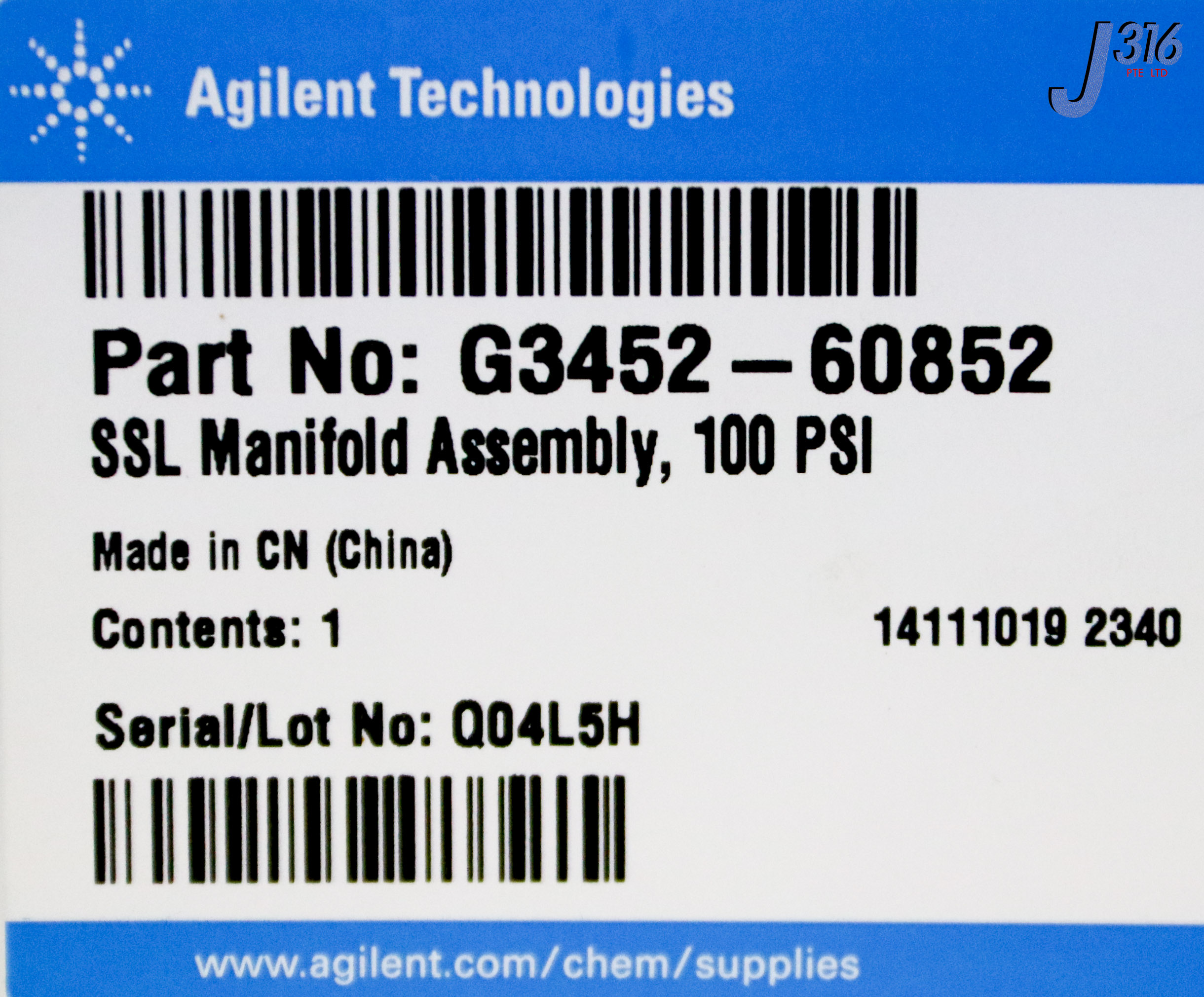 36078 AGILENT SSL MANIFOLD, 100 PSI (NEW) G3452-60852 | eBay